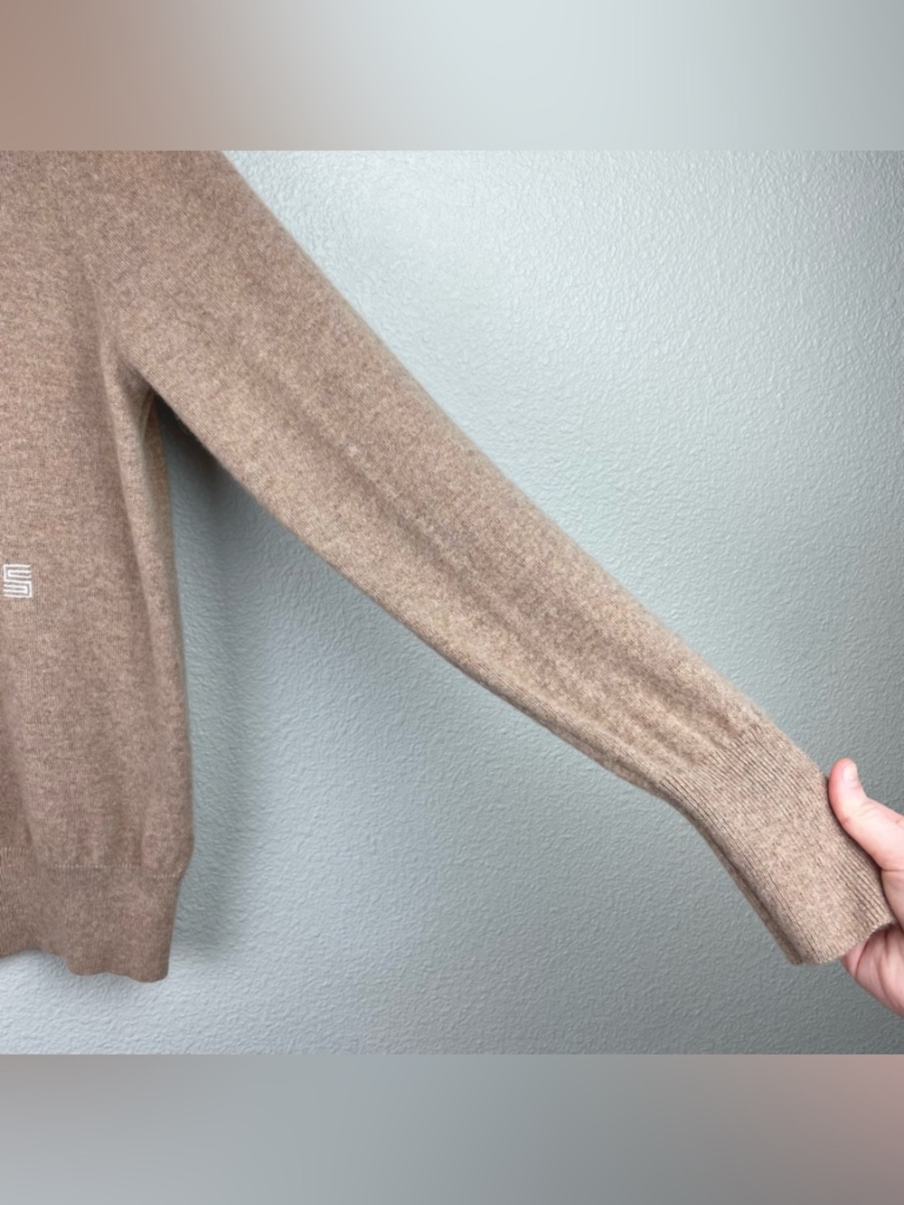 Sandro Women's XS Cashmere Sweatshirt Crewneck Sweater Camel Light Brown Luxury - Picture 6 of 15